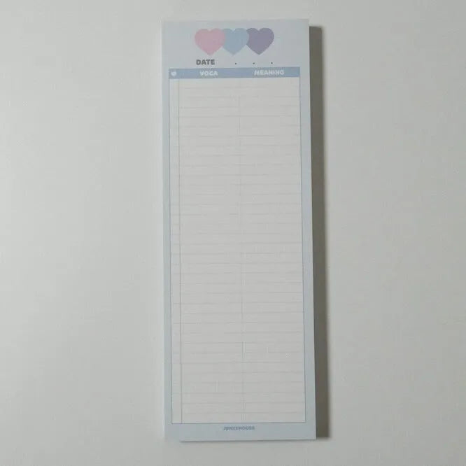 B5 half-size language learning notepad with English words, available in pink, purple and blue cover colours