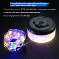 Rechargeable outdoor string lights with 30 LED beads on an 8m cable, showing both colourful and warm white light modes.