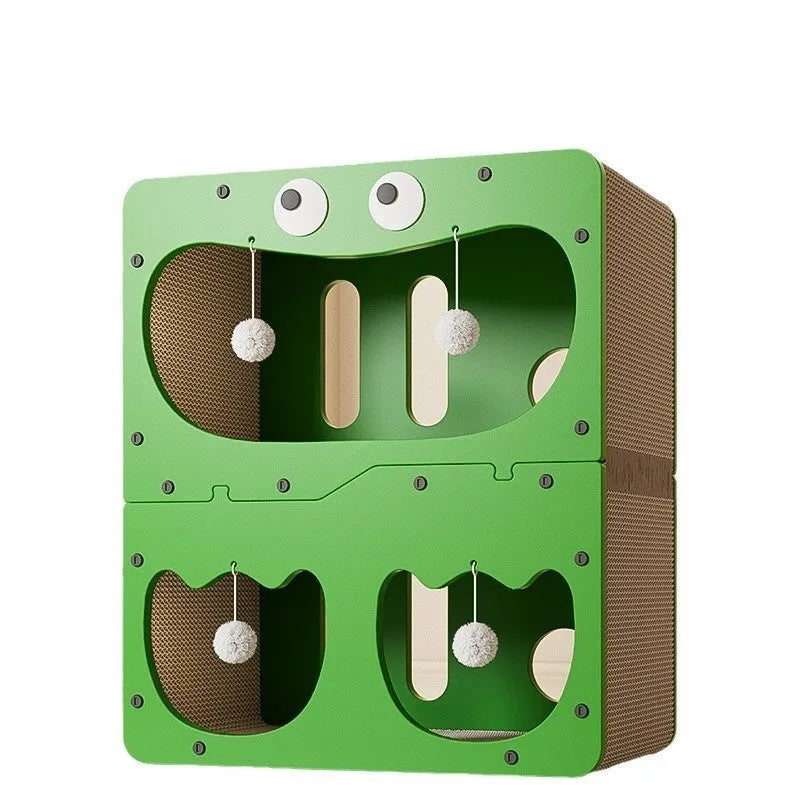Double-layer cat scratching board and nest in one of six cute styles including big eyes or cat head designs