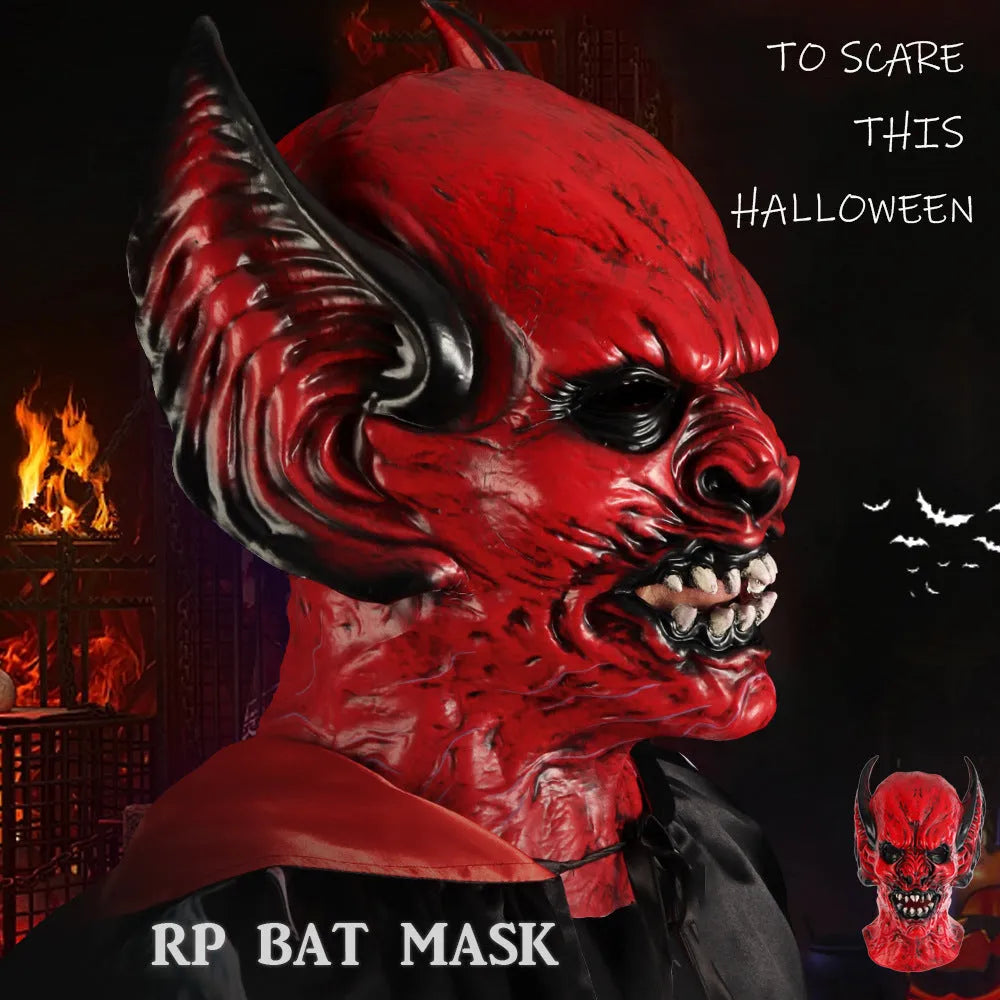 Red bat horror party hood mask for adult Halloween costume events