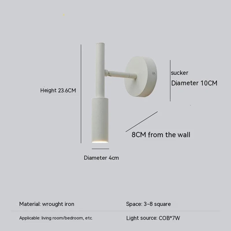 Modern wrought iron wall lamp with three-colour lighting in black or white finish
