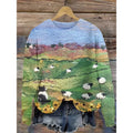 Little Flower digital printed floral pattern round neck polyester sweater shown in multiple colour options