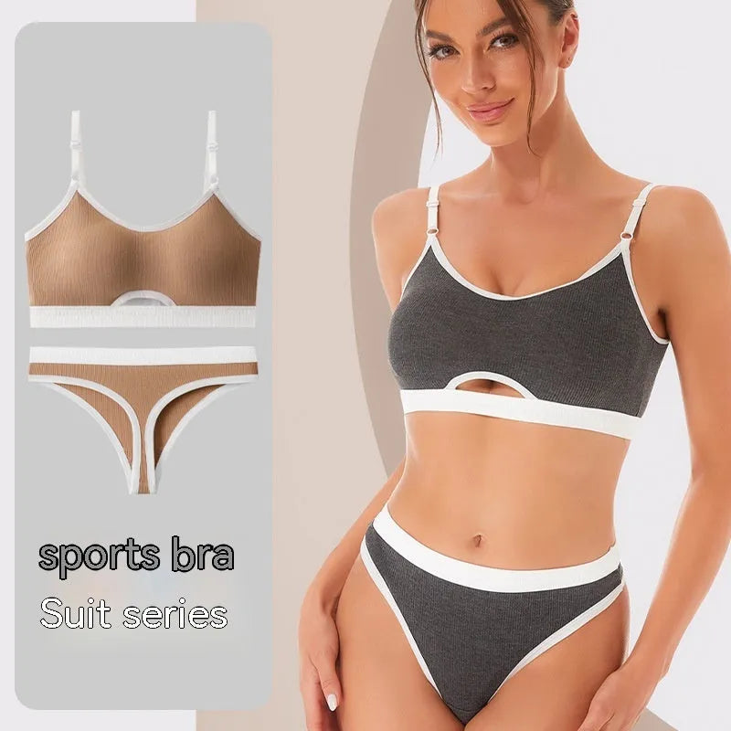Sports bra and underwear set with underwired tube top in multiple colour options