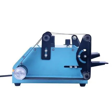 Blue desktop dual-axis belt sander with two sanding heads for knife sharpening