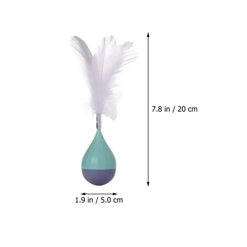 Feather tumbler cat toy with bite-resistant ABS plastic and aluminium alloy construction in green colour