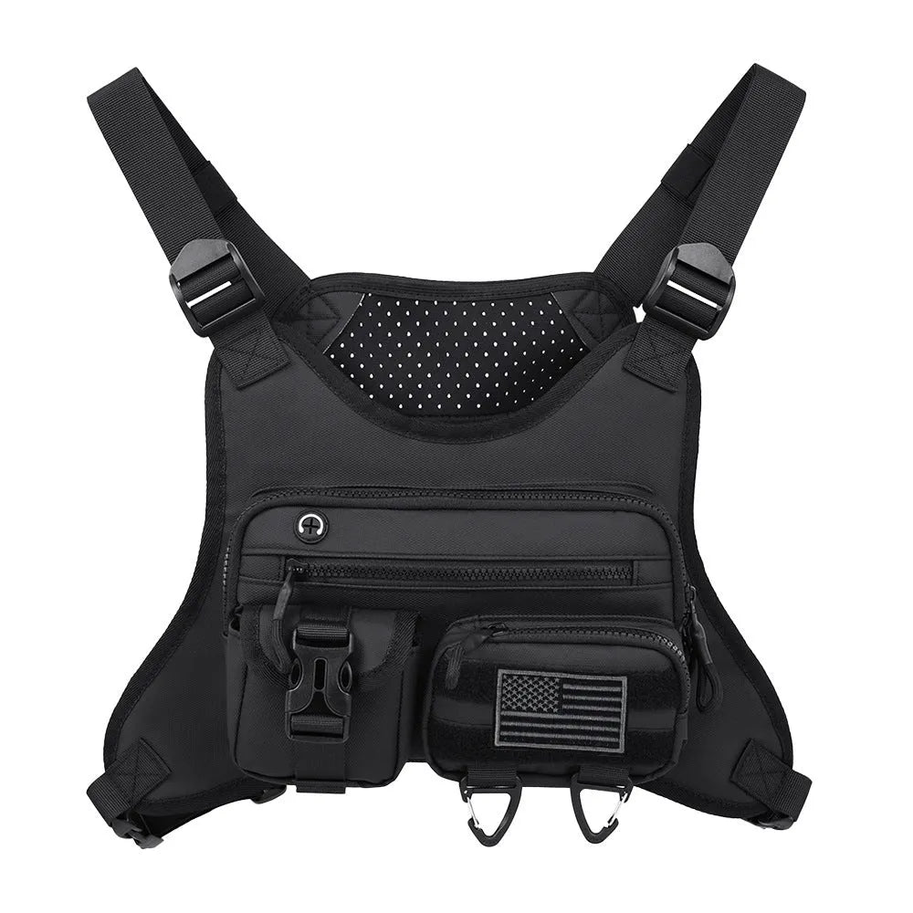 Oxford cloth chest bag with breathable vest design for outdoor sports and daily use