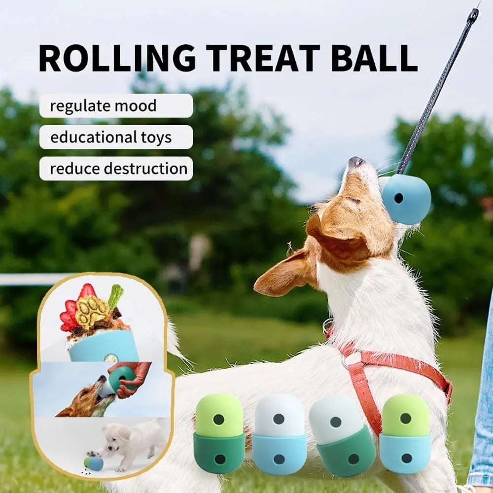 8cm diameter dog puzzle treat dispenser toy in food-grade silicone for small medium dogs