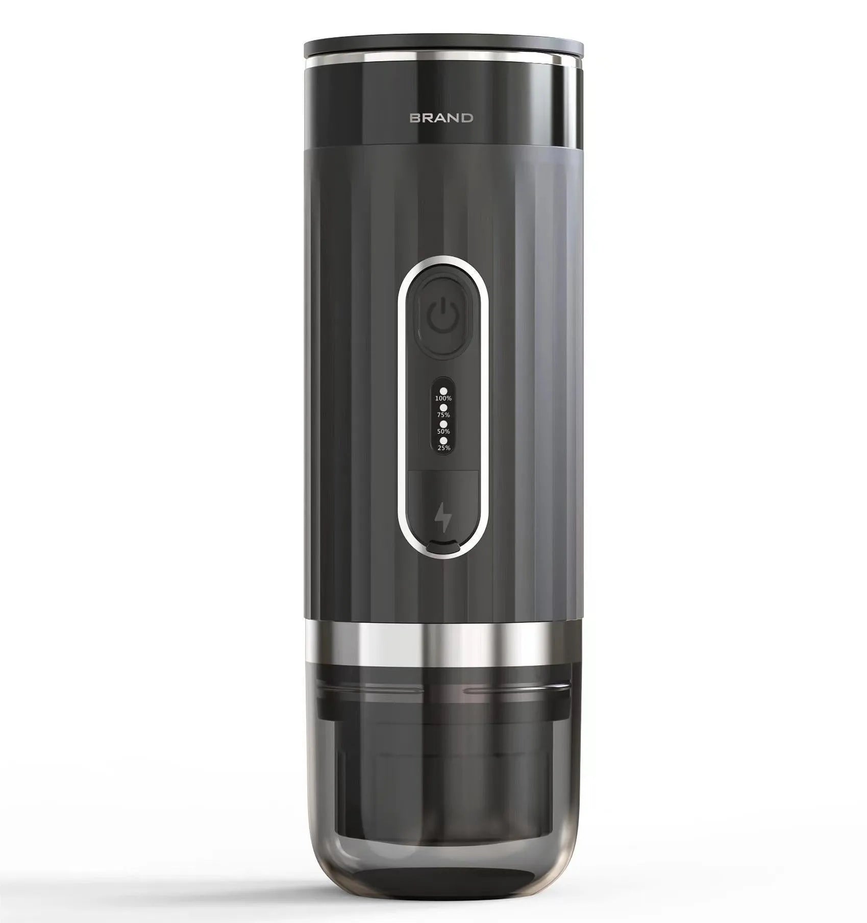 Black portable K-cup coffee machine for travel and vehicle mounting