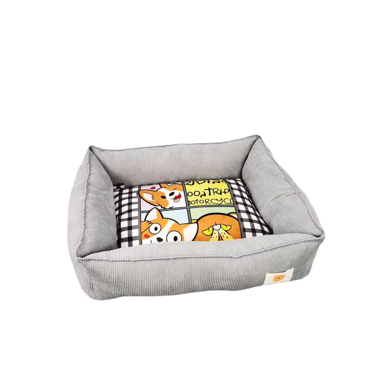 Cotton dog bed with fine velvet surface in Chinese red colour showing 50x40cm size