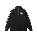 Black stand collar hoodie with long sleeves for casual sports wear