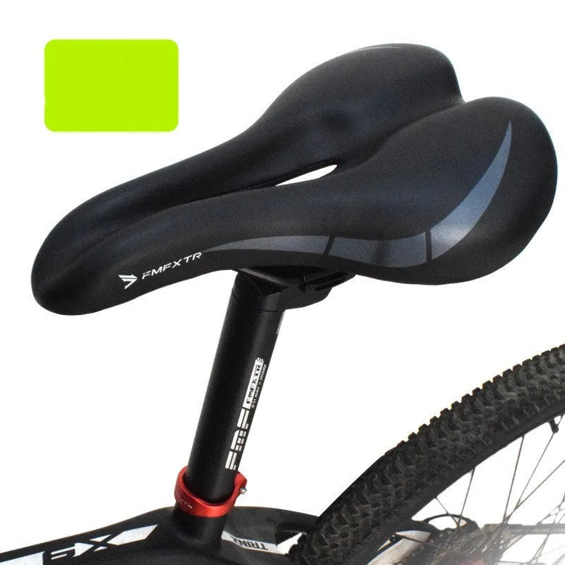 Bicycle seat cushion with hollow centre design, PU leather exterior, dimensions 270mm by 180mm