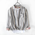 Men's striped linen shirt in loose fit with long sleeves for casual wear
