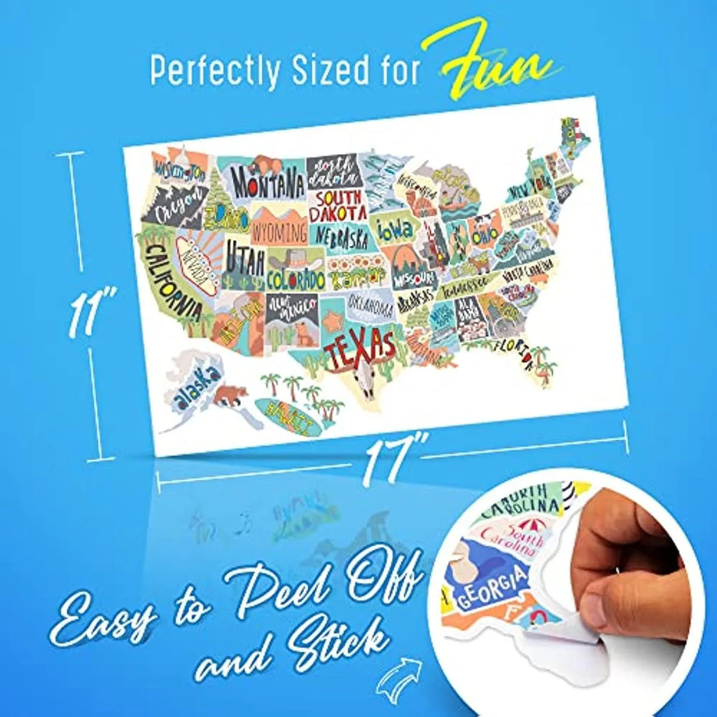 Travel-themed car body sticker set with world map designs and lettering in adhesive vinyl material