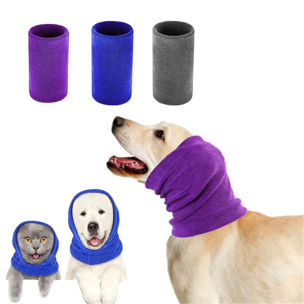 New Pet Thickened Beauty Earmuffs warm pet ears in blue colour on a dog