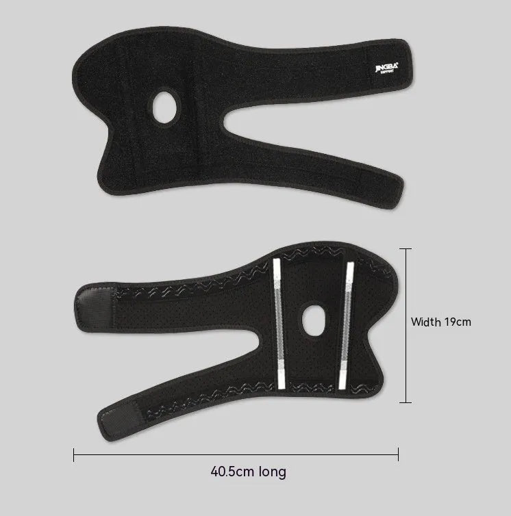 Black adjustable sports elbow guard shown on an arm.