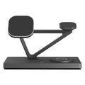 White five-in-one wireless charging station with night lamp, phone charging bracket, watch charger and circular charging base