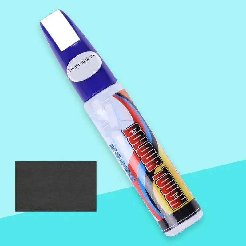 Automotive paint repair pen kit with touch-up paint, scratch wax, sponge, and sandpaper
