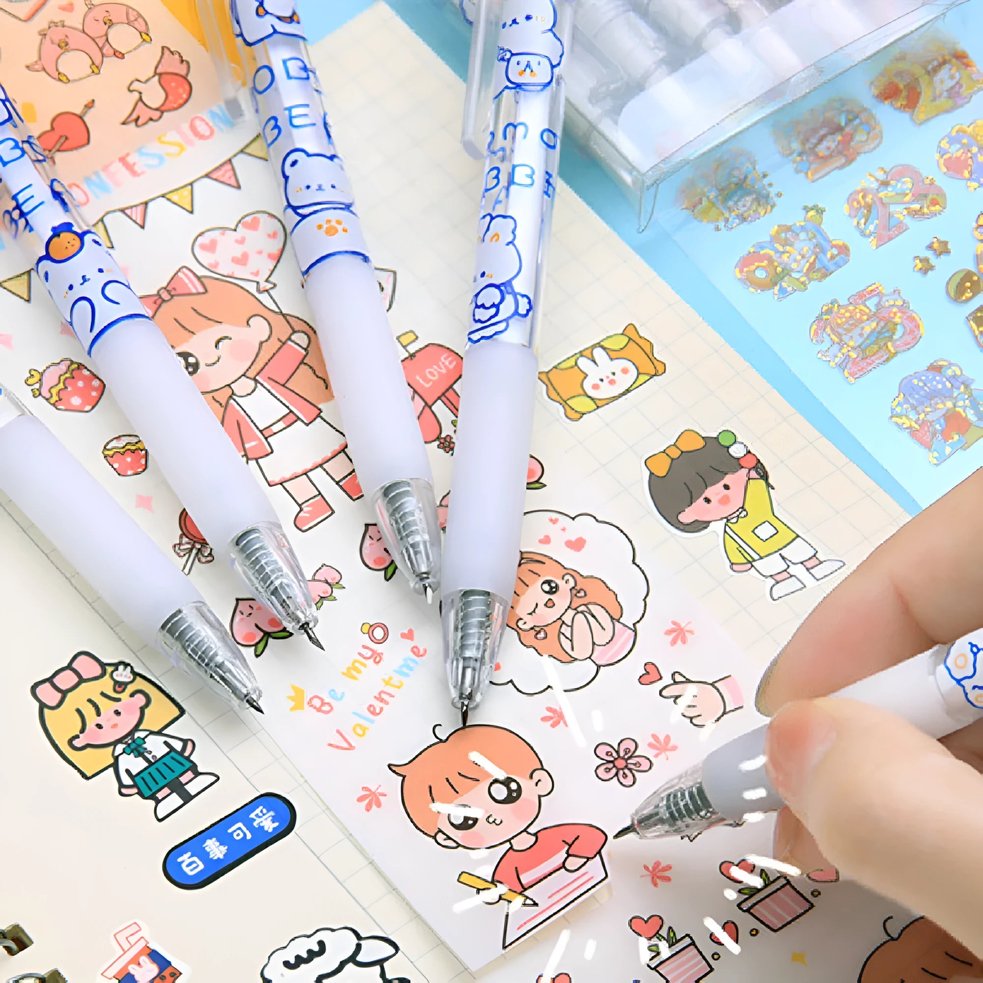 Press pen knife craft set with six animal designs including bears and rabbits