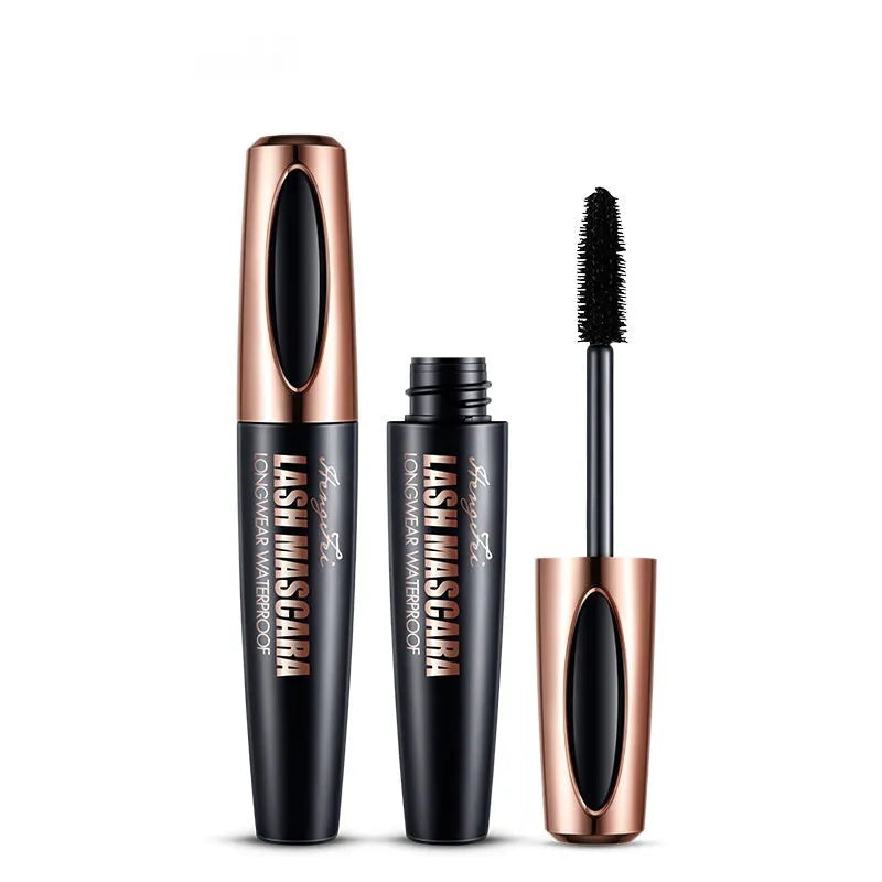 Black waterproof mascara tube for thick, long, curling lashes that resists smudging.