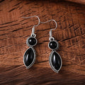 Black and purple geometric pendant earrings with round shapes and electroplated zinc alloy construction