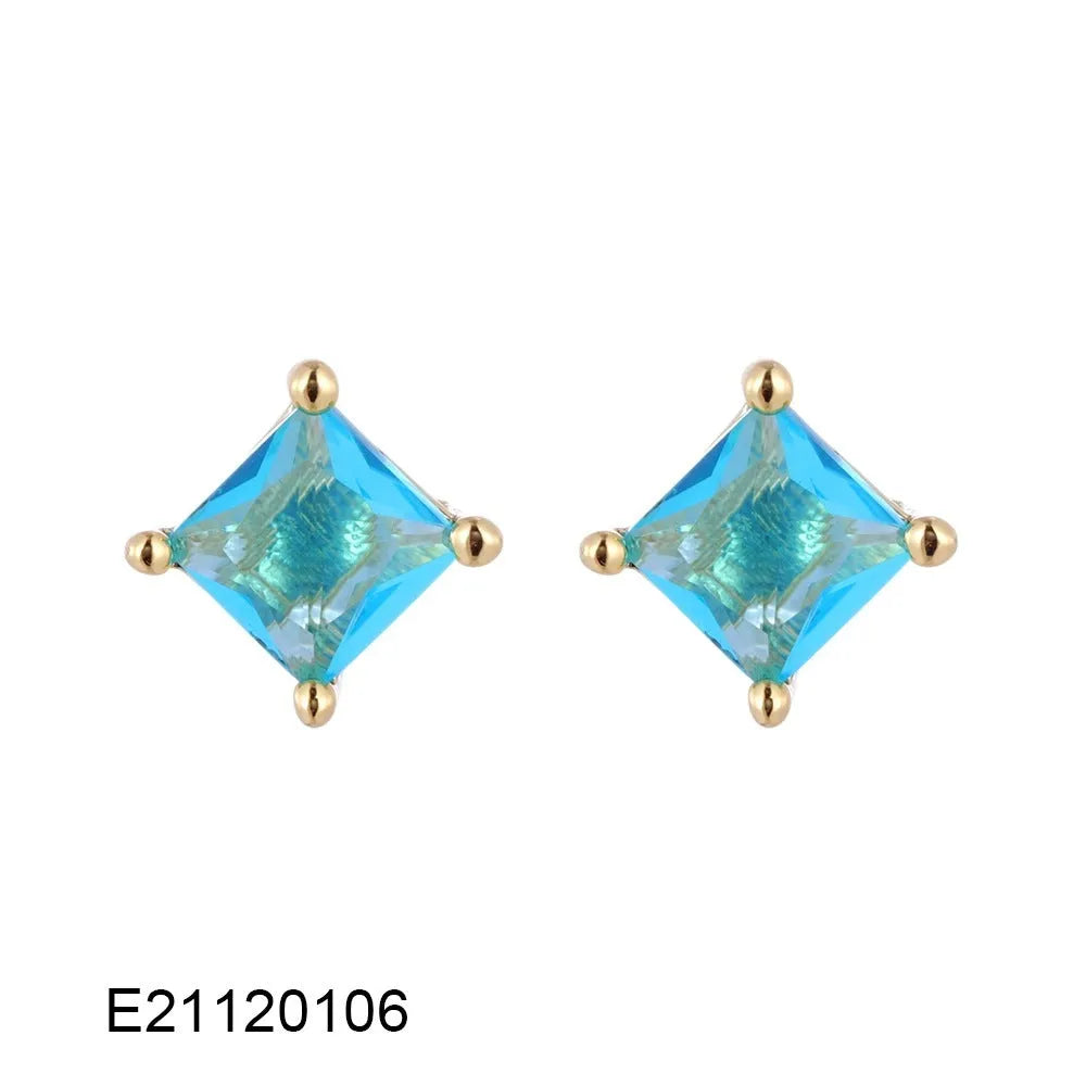 Gold-plated drop earrings with a candy-coloured pear-shaped cubic zirconia stone.