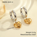 Christmas tree stainless steel earrings with 18K gold electroplating in heart, star, and geometric shapes