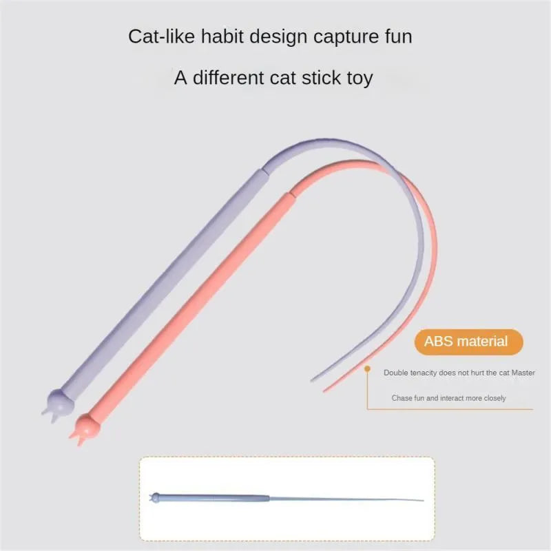 Simulated mouse tail cat toy with blue silicone tail and cat head design measuring 80cm long
