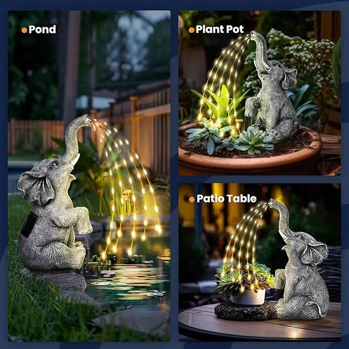 Resin elephant garden statue with LED lighting for outdoor decoration