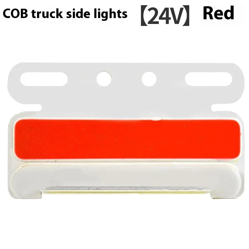 12V 24V aluminium alloy LED COB truck side marker light in red, yellow, green, blue, and white.