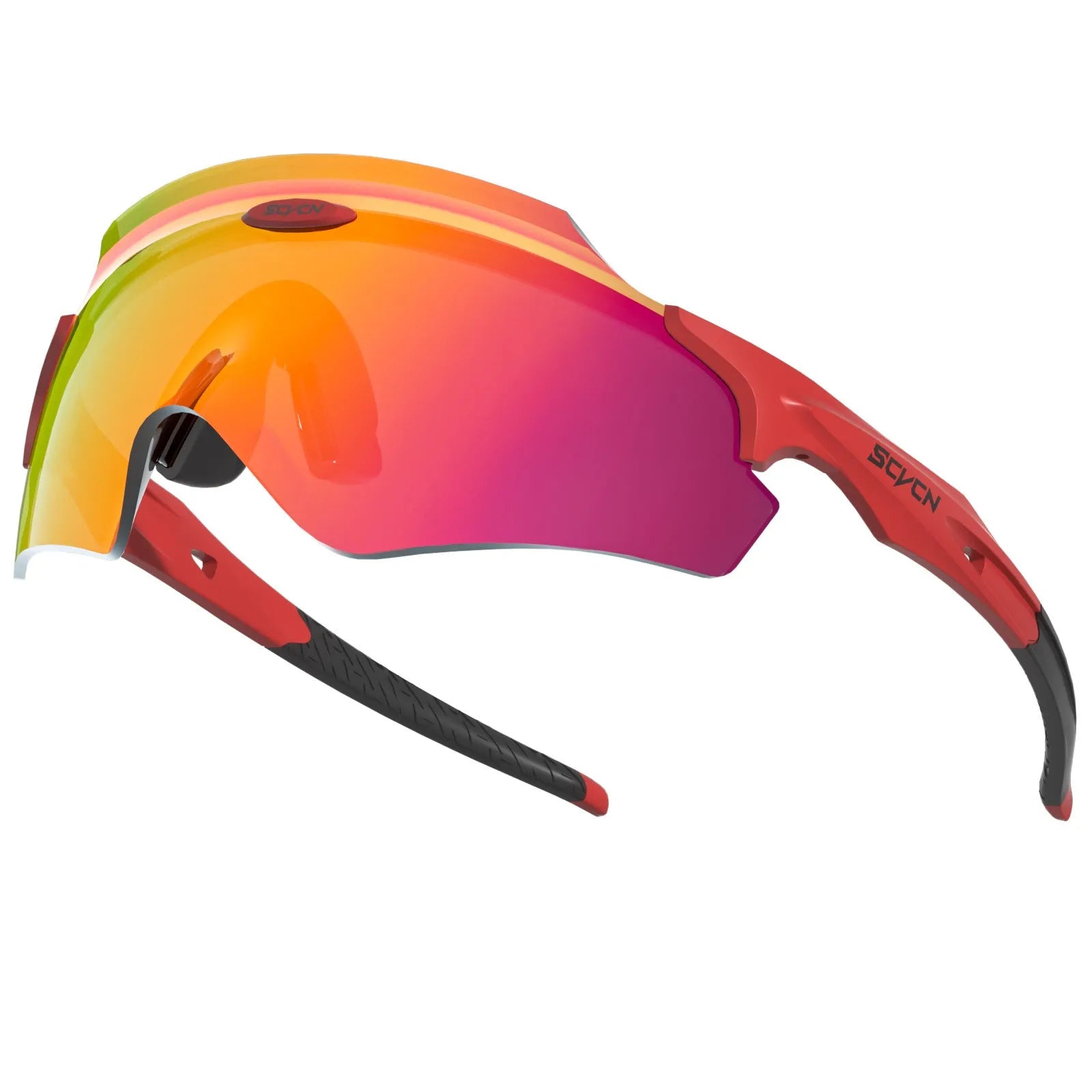 Integrated lens athletic glasses with frameless windproof goggle design in colourful styles