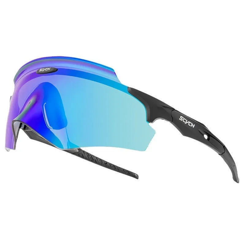 Integrated lens athletic glasses with frameless windproof goggle design in colourful styles