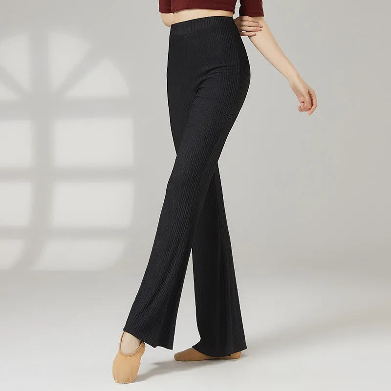 Women's solid-colour polyester dance practice leggings in beige, grey, khaki, purple and black