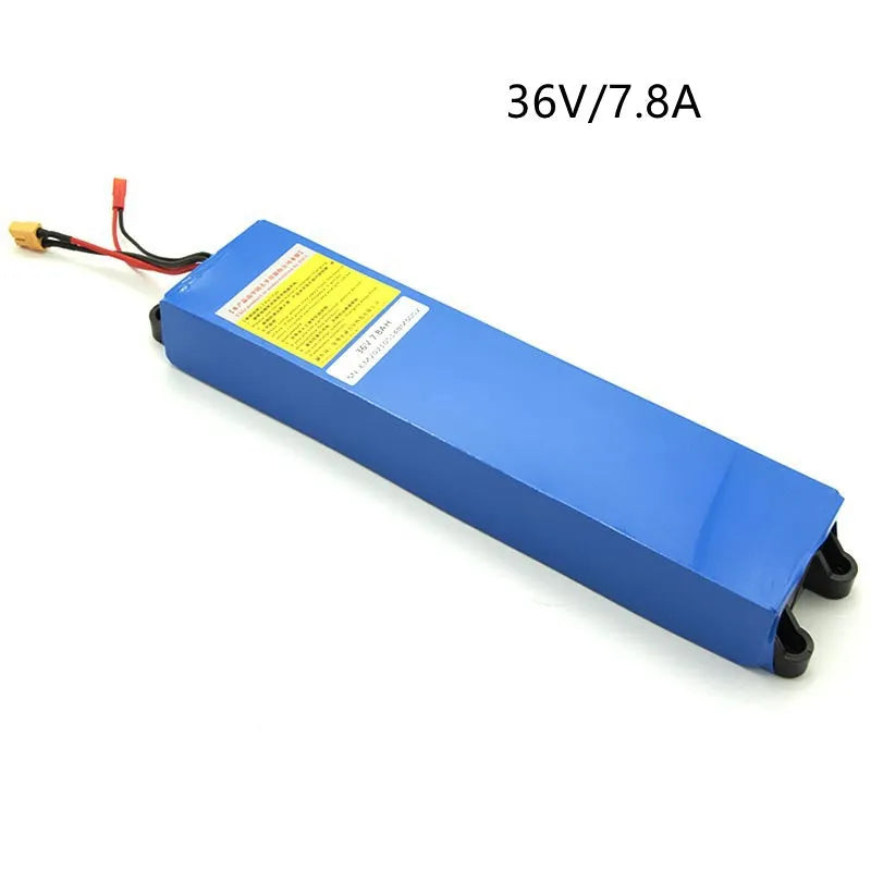 36V lithium-ion battery pack for electric scooters with 10.4Ah, 7.8Ah, and 6.6Ah capacity options.