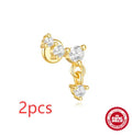 S925 sterling silver geometric earrings with moon and diamond-embedded star design in gold colour