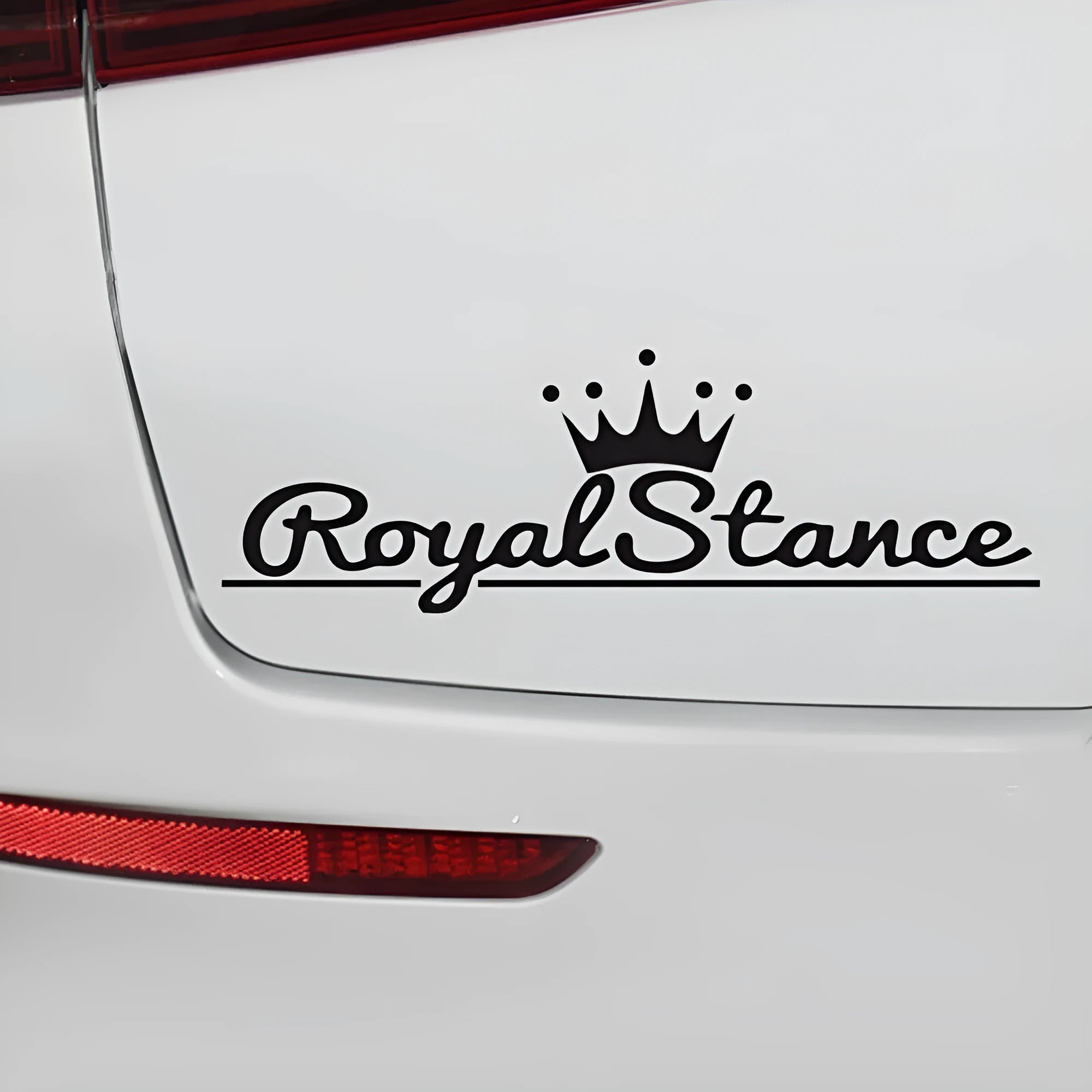 Reflective crown car sticker on vehicle window showing 30x12cm dimensions and colourful design
