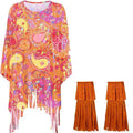 Colourful tie dye cloak costume with bell sleeves for Halloween parties