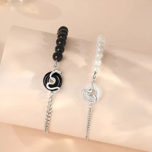 925 sterling silver bracelet with snake modelling and secure buckle clasp in New Chinese style