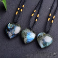 Natural labradorite moonstone heart pendant necklace blue light crystal semi-precious stone 2-4cm