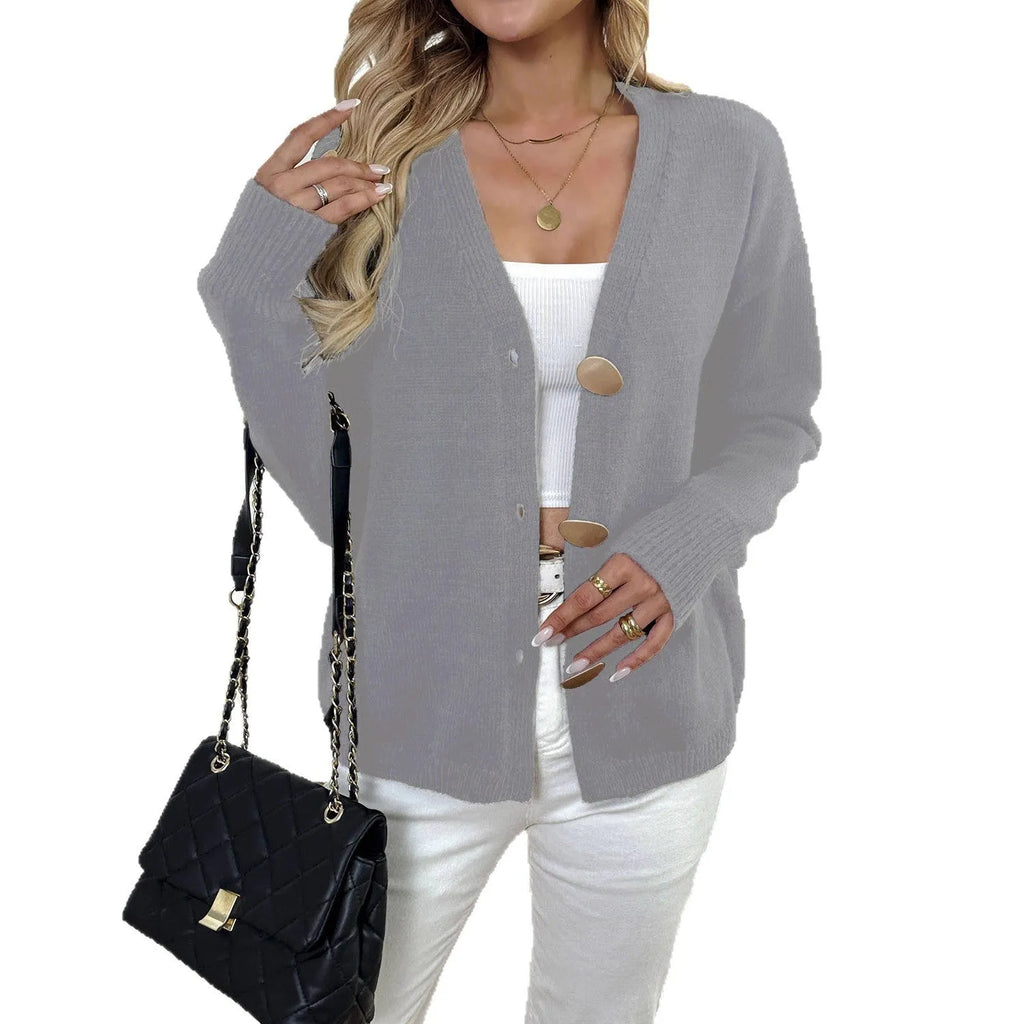 Women's deer plush long sleeve sweater coat in irregular street hipster style with princess sleeves