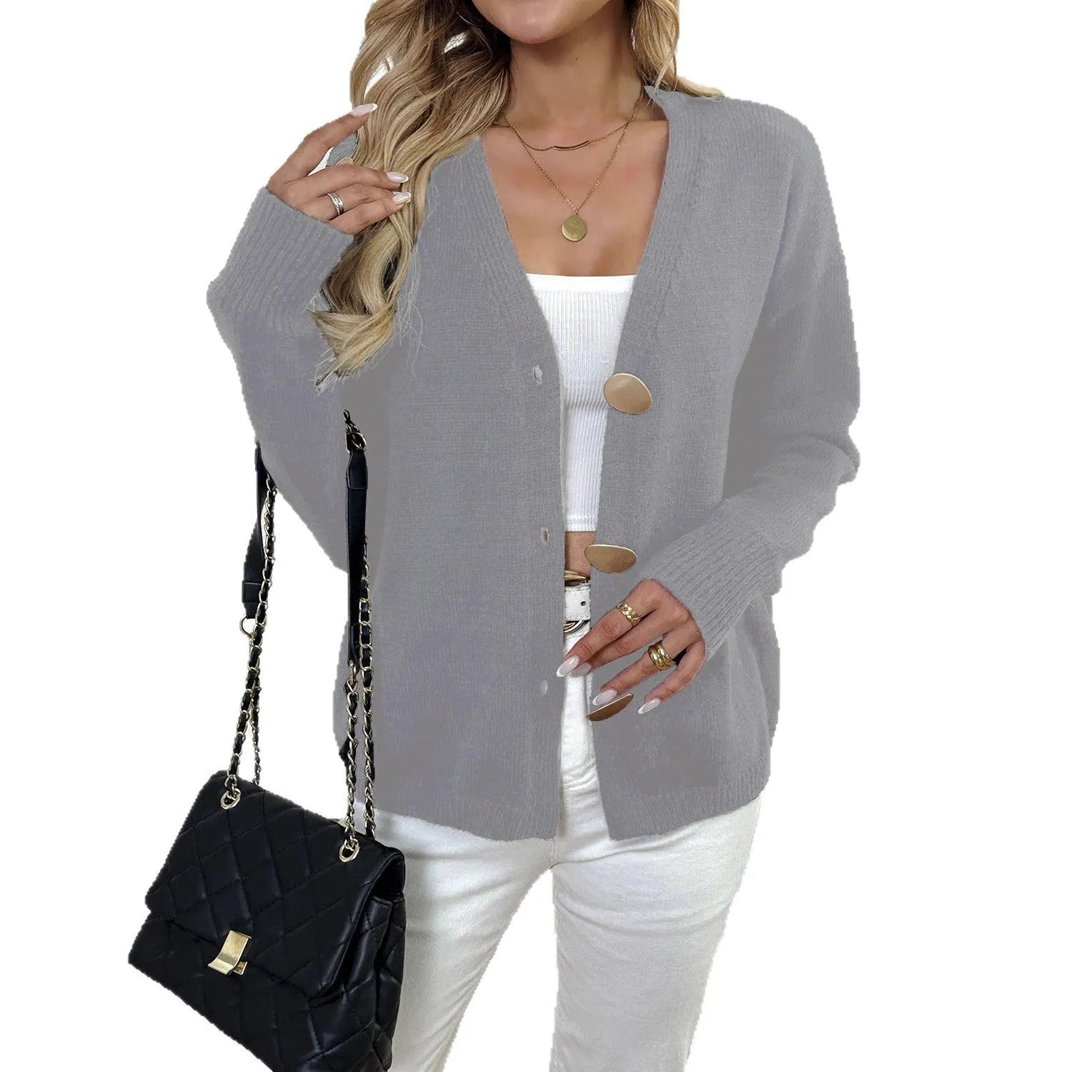 Women's deer plush long sleeve sweater coat in irregular street hipster style with princess sleeves