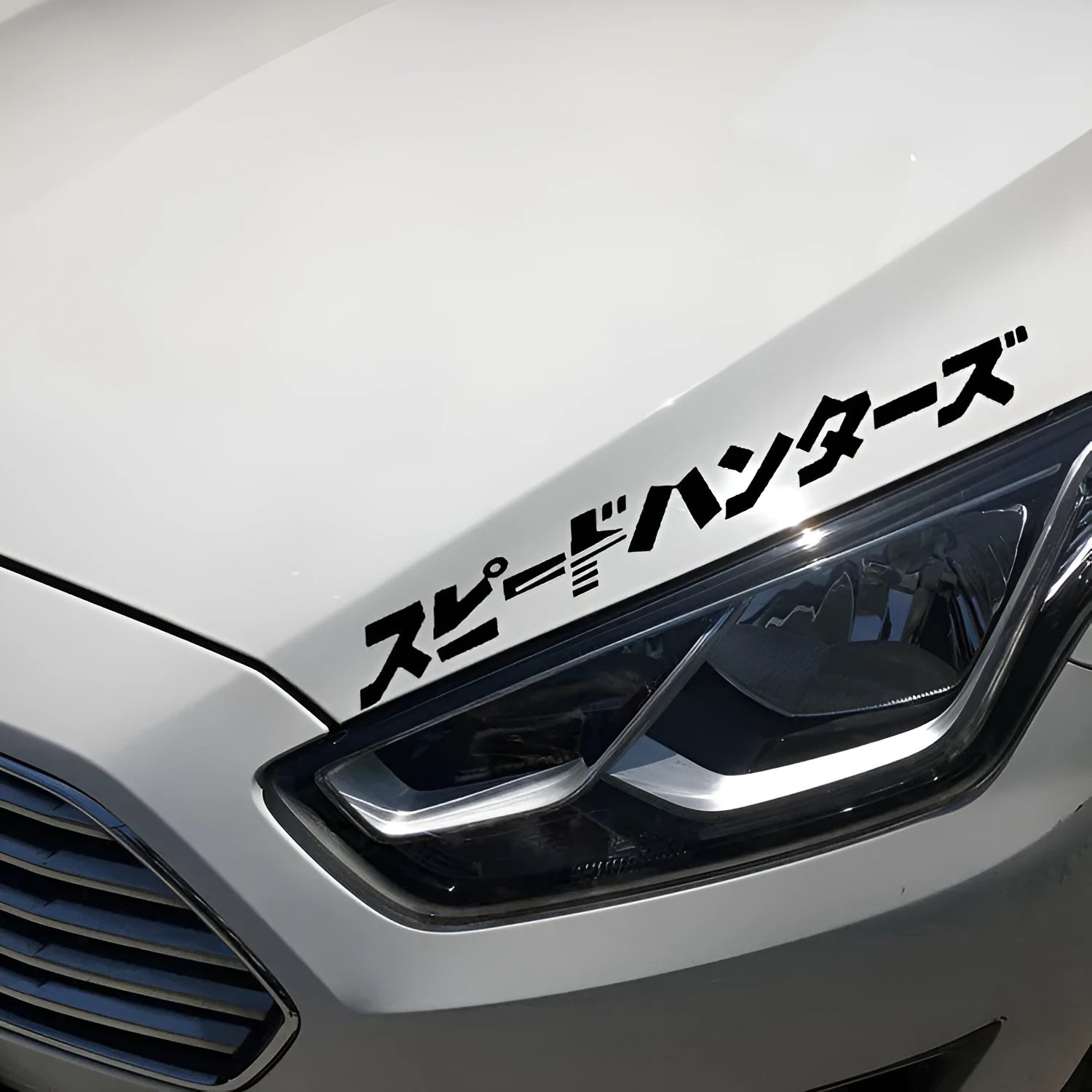 Black and white 35x35cm square reflective PET car sticker for vehicle exterior.