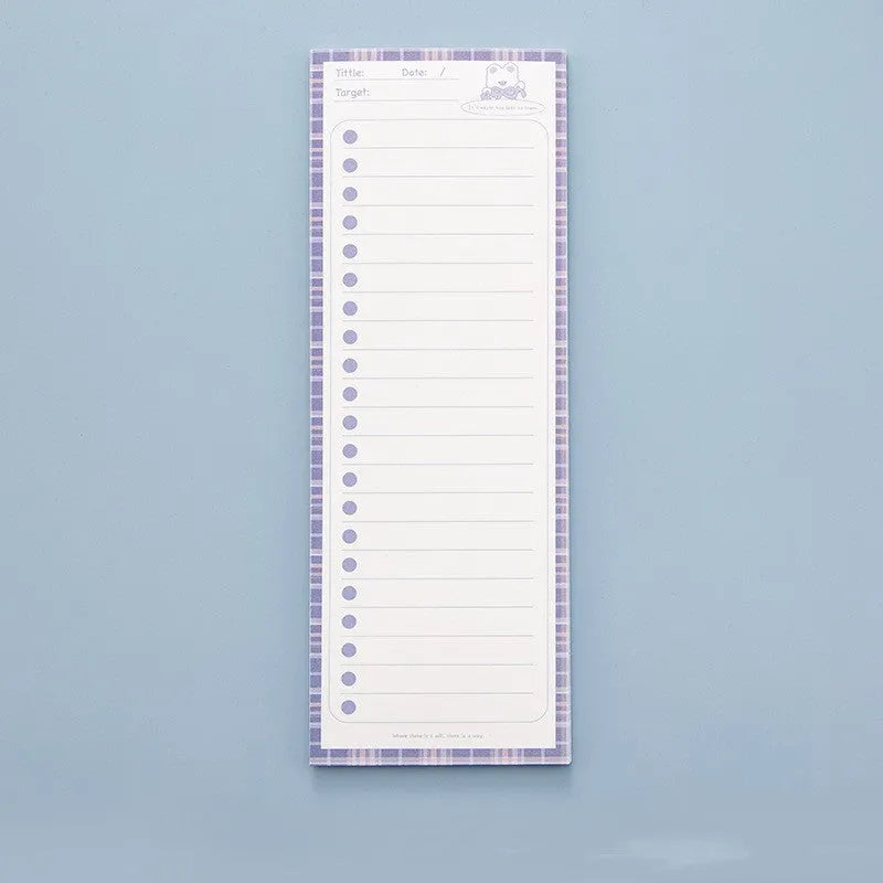 Colourful cartoon student notepad in plastic case with sticky notes, showing bear and striped design options