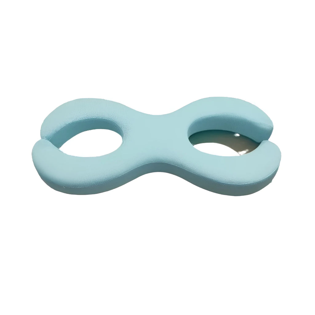Blue cylindrical memory foam cervical pillow for neck support and spinal alignment.