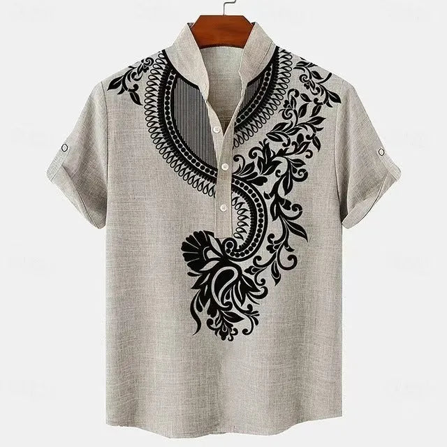 Men's striped casual shirt with personalised buttons in loose fit, available in multiple handsome colours
