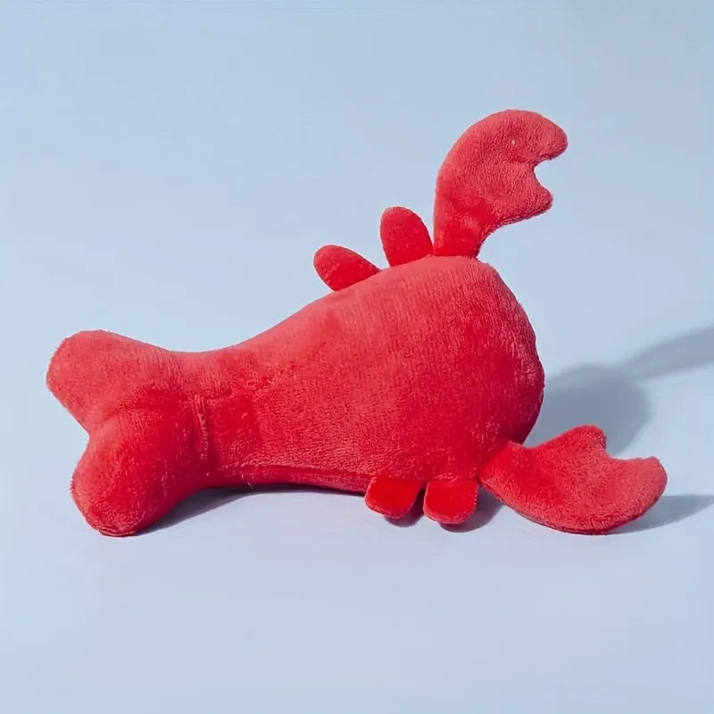 Red squeaky lobster stuffed dog toy for small medium dogs with bite-resistant construction