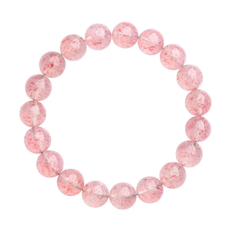 Strawberry quartz crystal bracelet with geometric 10-10.8mm beads