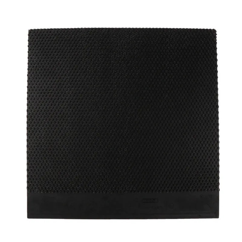 Single sheet of black table tennis rubber with small pips texture for racket replacement.