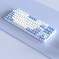 Wireless aluminium mechanical keyboard with hot-swappable switches in blue white colour option