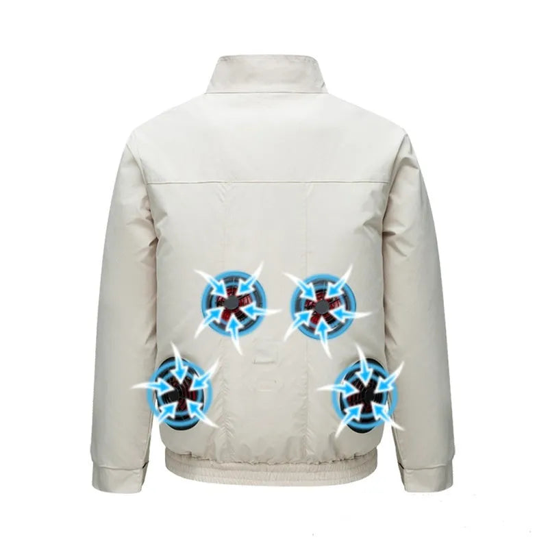 Men's summer cooling jacket with ventilation holes for outdoor work in black or white colours