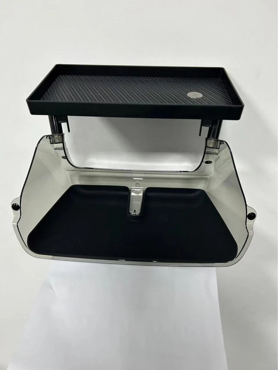 Black ABS storage box for Tesla Model 3 and Y centre console with napkin paper box.